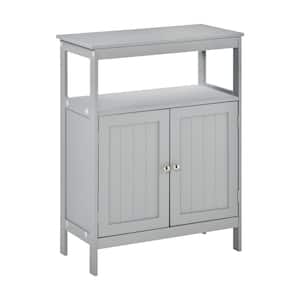 24 in. W x 12 in. D x 32 in. H Gray MDF Linen Cabinet with Doors and Open Shelf