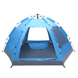 Pop-up 4-Person Camping Tent with Double Door & Double Window