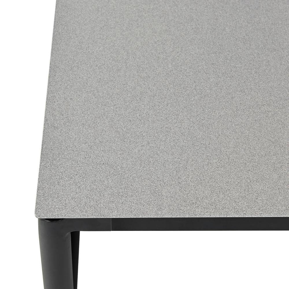 Crown Black Aluminum and Teak Wood Outdoor Coffee Table