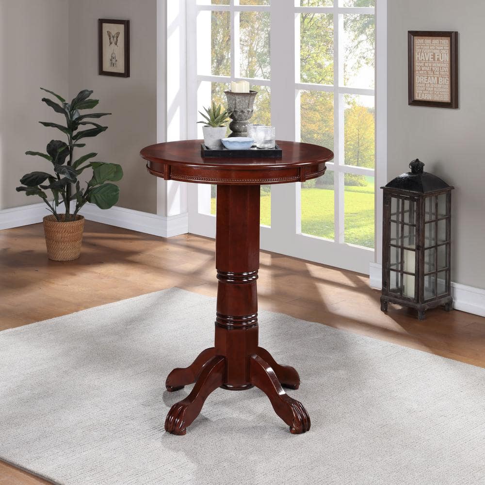 Elegant Round English Tudor Wood Pub Table, 42-Inch