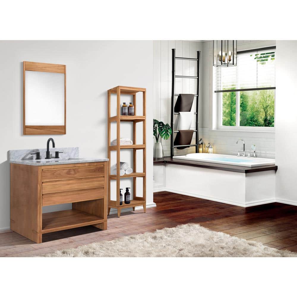 Teak 30'' Free Standing Solid Wood Single Vanity Base