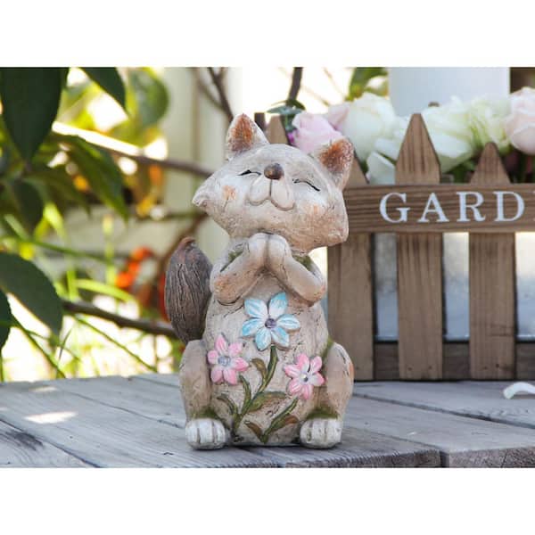 Phewnyzo 3.9 in. x 4.7 in. x 8 in. Praying Fox Garden Statue with