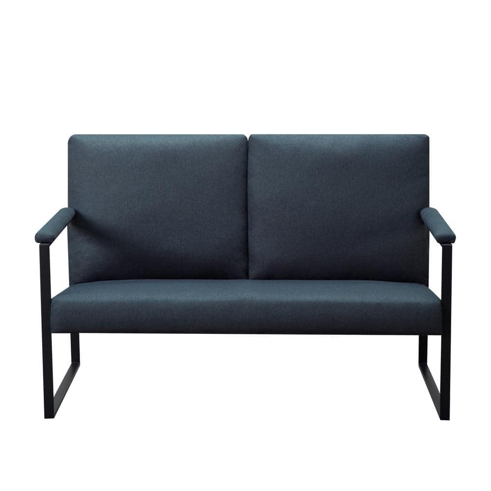 49.2 in. W Square Arm Linen Blend Modern Straight Sofa in. Dark Blue