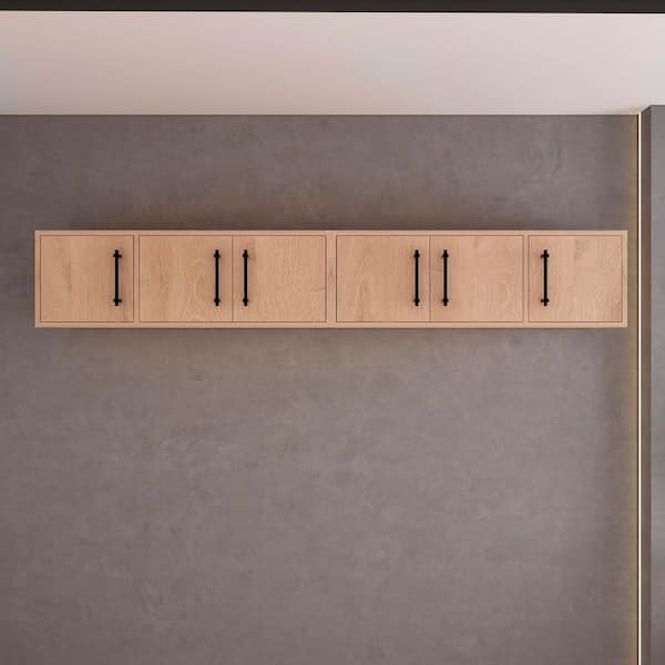 BV Better Vanity Victoria 84 in. W x 11.8 in. D x 13.78 in. H Brown Plywood Wall Overhead Floating Linen Cabinet in Red Oak