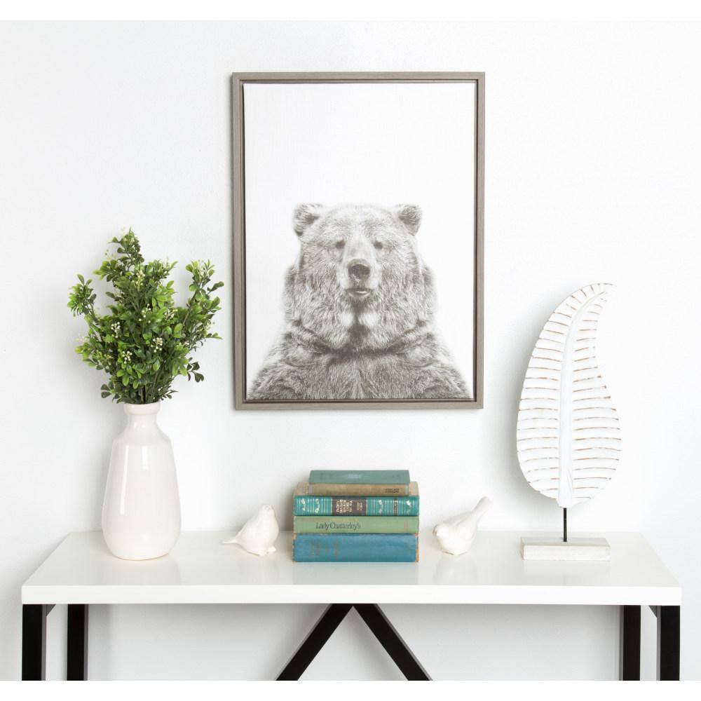 Gray Framed Bear Portrait Canvas Art for Kids
