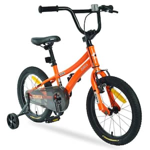 Kids 16 in. Age 4-7 Years Boys Bike with Training Wheels, Rear Coaster Brake and Front V Brake in Orange