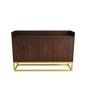11.81 in. W x 47.24 in. D x 31.69 in. H Walnut Brown Linen Cabinet with Square Metal Legs and Particle Board Material