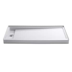 Groove 60 in. x 32 in. Acrylic Shower Base with Left-Hand Drain in White