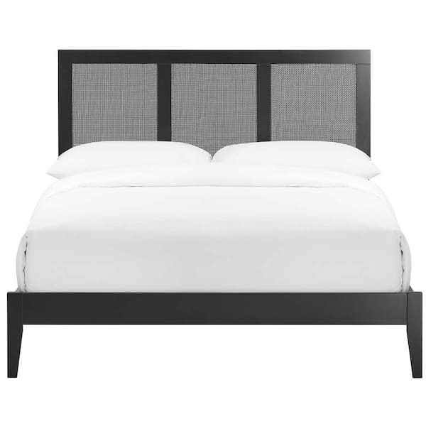 MODWAY Sirocco Rattan and Wood Full Platform Bed in Black