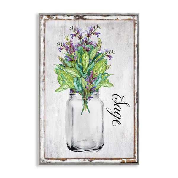 Stupell Industries Rustic Garden Sage by Creatif Belle Gray Framed Nature Giclee Art Print 18 in. x 12 in.