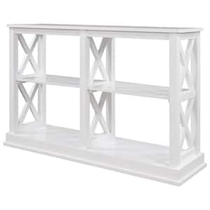 46.5 in. Console Table with 3-Tier Open Storage Spaces and "x" Legs, Narrow Sofa Entry Table - White