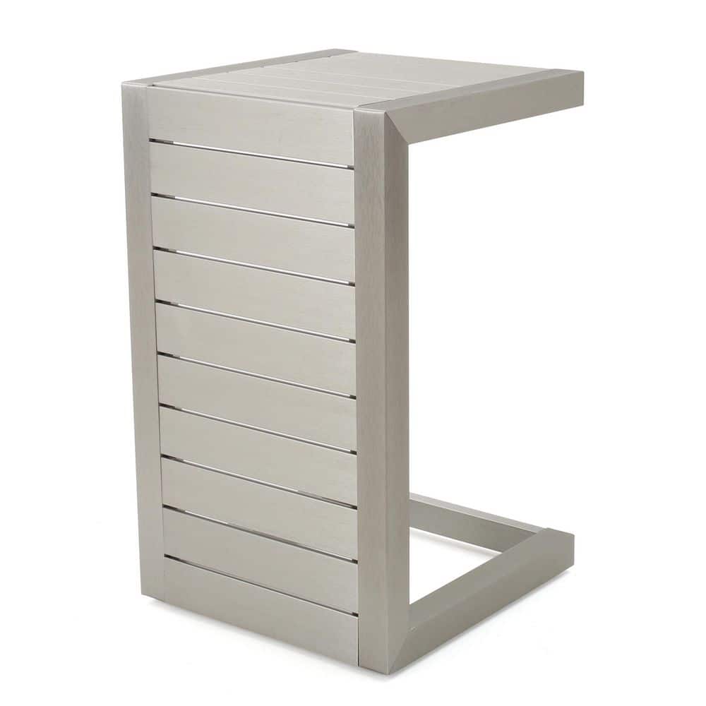 Silver Aluminum C-Shaped Outdoor Side Table for Patio price history on PriceWatchPro