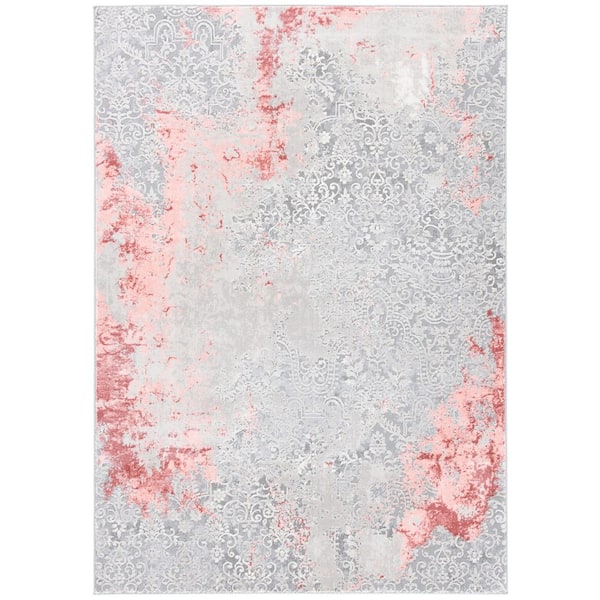 Meadow 5 ft. x 8 ft. Light Gray/Pink Marble Paisley Area Rug