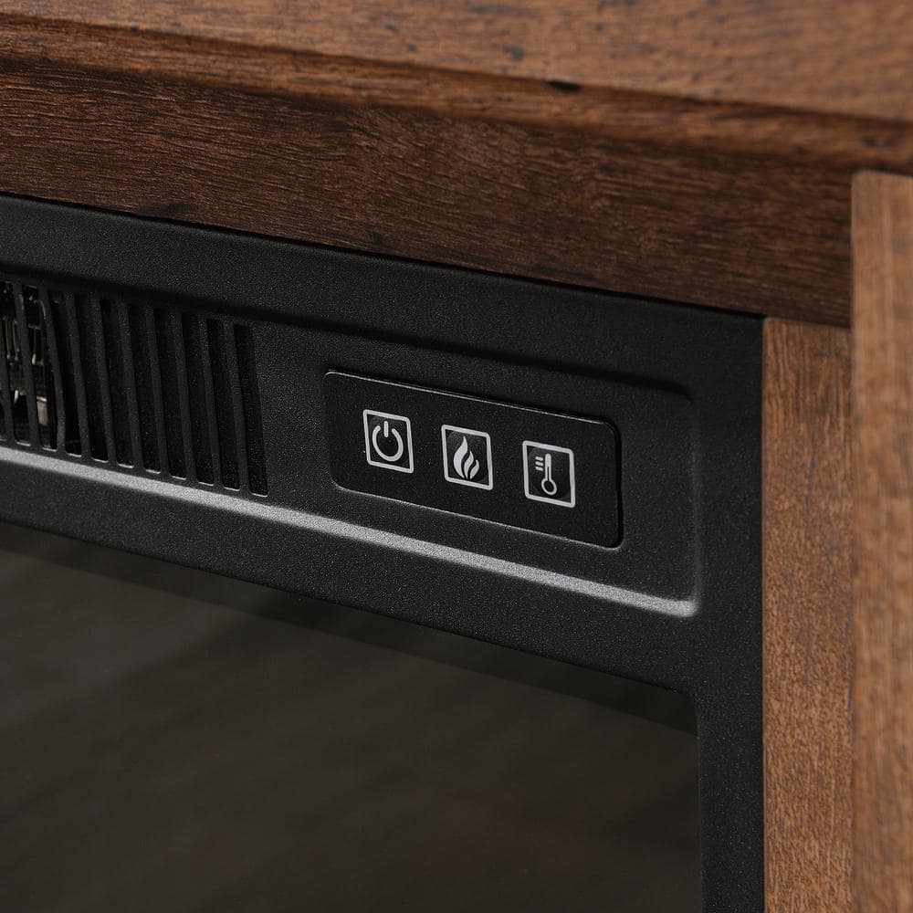 Vintage Oak Rustic Entertainment Center with Electric Fireplace