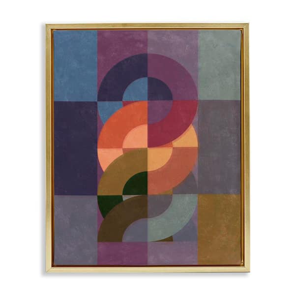 Stupell Industries Modern Interlocking Circles by Victoria Barnes Gold Floater Frame Abstract Graphic Art Print 21 in. x 17 in.