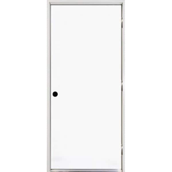 Steves & Sons 24 in. x 80 in. Premium Flush Primed White Left-Hand Outswing Steel Prehung Front Door with 4-9/16 in. Frame