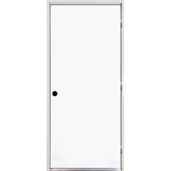 Steves & Sons 30 in. x 80 in. Element Series Flush White Primed Left-Hand Outswing Steel Prehung Front Door with 4-9/16 in. Frame