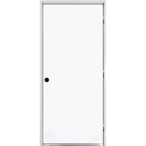 36 in. x 80 in. Element Series Flush White Primed Left-Hand Outswing Steel Prehung Front Door with 4-9/16 in. Frame