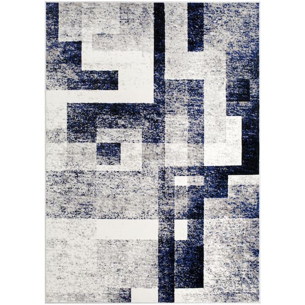 Livabliss Pisa Blue/Gray 5 ft. x 7 ft. Modern Indoor Area Rug