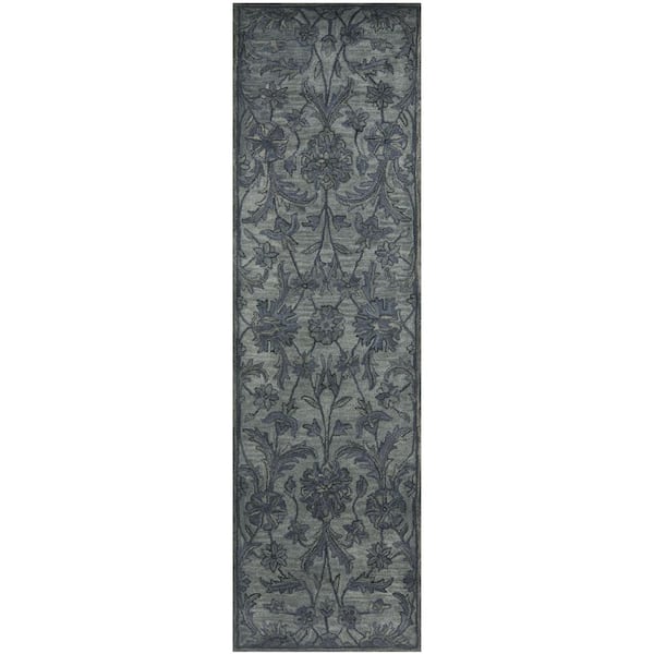 SAFAVIEH Antiquity Gray/Multi 2 ft. x 8 ft. Floral Runner Rug