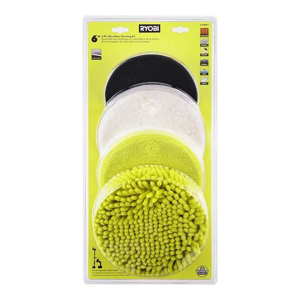Ryobi One+ 18V Cordless Power Scrubber (Tool Only) with 6 in. 4-Piece Microfiber Cleaning Kit