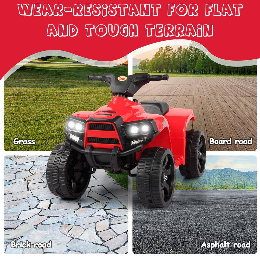 6V Red Kids Electric Quad with Bright Headlights