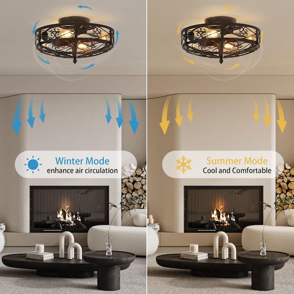 TOZING 19.6 in. Indoor Black 4-Light Wood Industrial Bladeless
