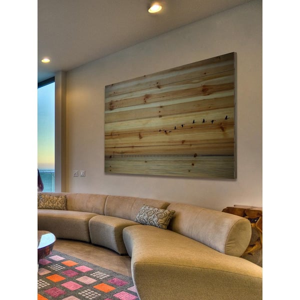 Unbranded 30 in. H x 45 in. W "In Formation" by Parvez Taj Printed Natural Pine Wood Wall Art