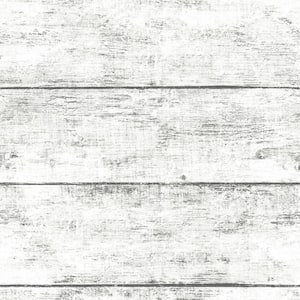 Cabin White Fabric Pre-Pasted Textured Wood Planks Strippable Wallpaper