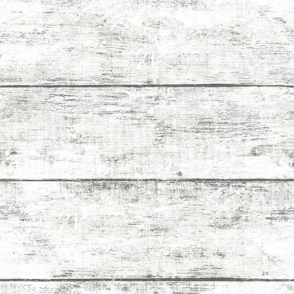 Chesapeake Cabin White Fabric Pre-Pasted Textured Wood Planks Strippable Wallpaper