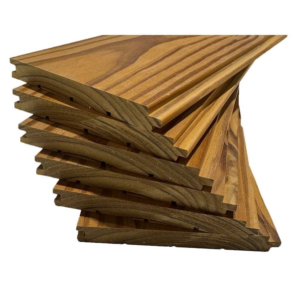 8 ft. x 6 in. x 0.63 in. Solid Wood Cladding Siding Board in Gold Color (6-Pack)