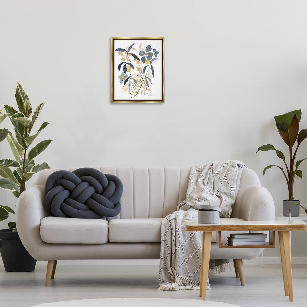 Blue and Yellow Plant Impressions by Krinlox Gold Floater Frame Nature Graphic Art Print 21 in. x 17 in. price history on PriceWatchPro