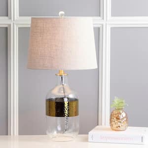 Stevens 25.5 in. H Clear/Brass Glass Table Lamp