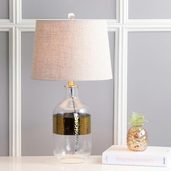 JONATHAN Y Stevens 25.5 in. H Clear/Brass Glass Table Lamp