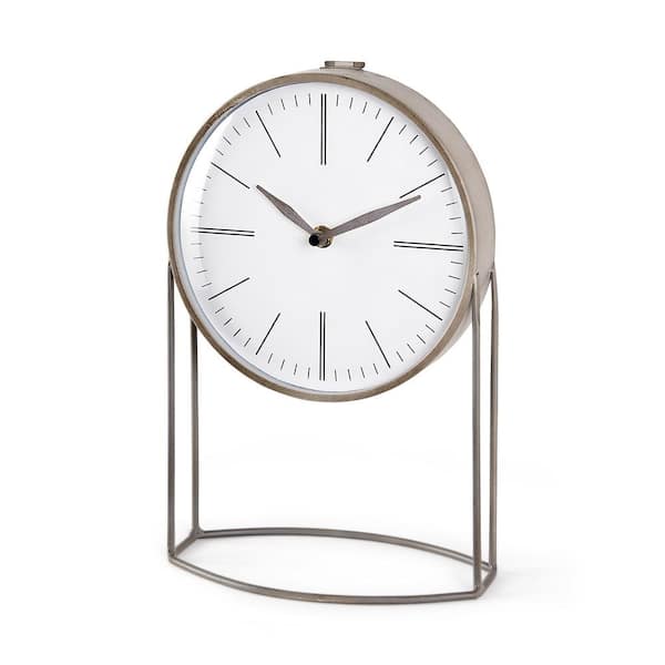 Mercana Aurus Matte Gray Metal Table Clock