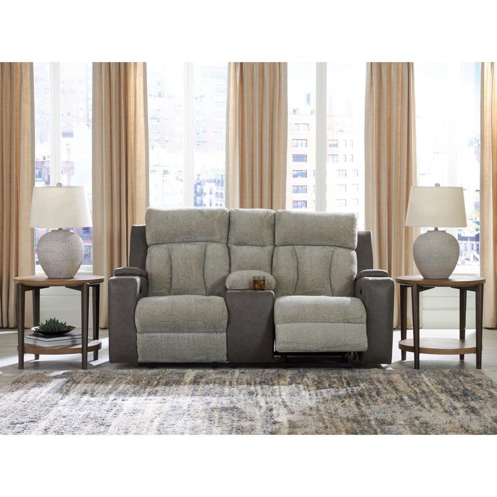Point Clear 76 in. Solid Polyester 2-Seat Power Reclining Loveseat with Console and USB Port in Gray price history on PriceWatchPro