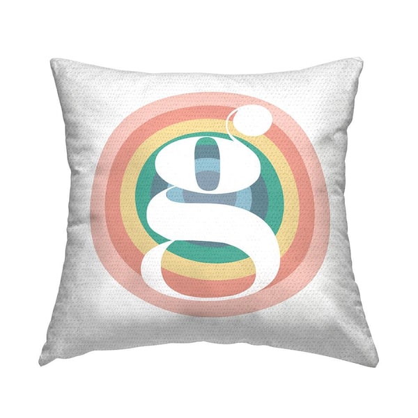 Stupell Industries Rainbow Circle Letter G Square Outdoor Throw Pillow