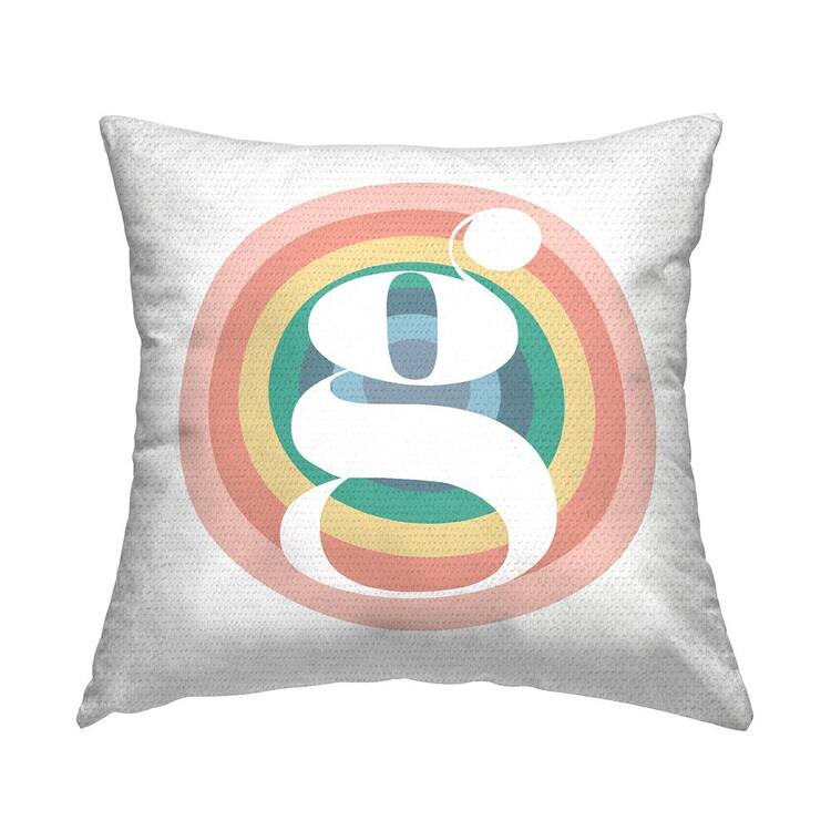 Stupell Industries Rainbow Circle Letter G Square Outdoor Throw Pillow