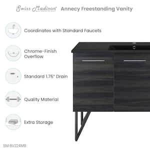 Annecy 48 in. W Bathroom Vanity in Black Walnut with Black Ceramic Sink Top