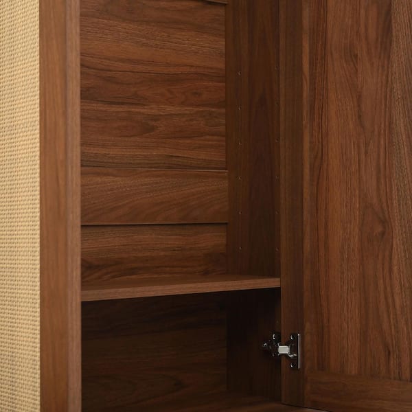 aisword Walnut Mid-Century Versatile 4-in-1 Widen Hall Tree with 4