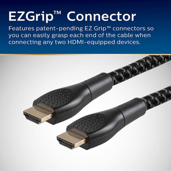 GE 15 ft. 8K HDMI 2.1 Cable with Ethernet and Gold Plated Connectors in  Grey 66832 - The Home Depot
