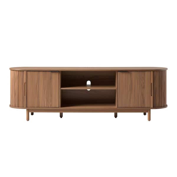 Walker Edison Furniture Company 70 in. Modern Mocha Reeded Wood TV