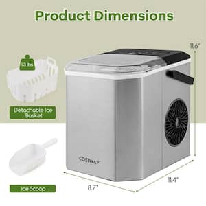 8.7 in. 26.5 lbs./24 Hrs Countertop Portable Ice Maker in Silver