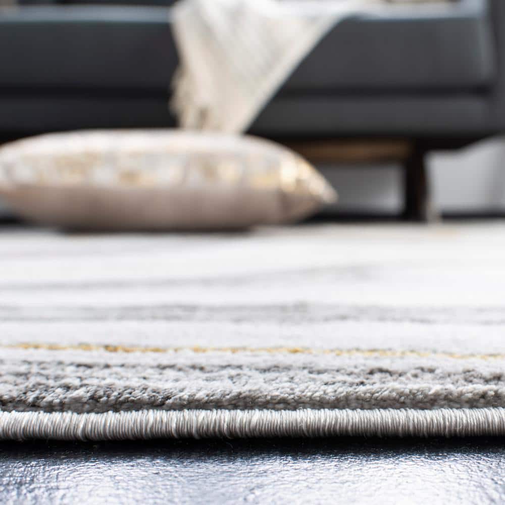Grey and Gold Abstract 8' x 10' Wool Area Rug