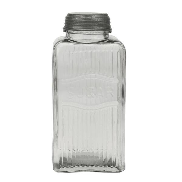 Stonebriar Collection Clear Pressed Glass Sugar Jar with Galvanized Lid