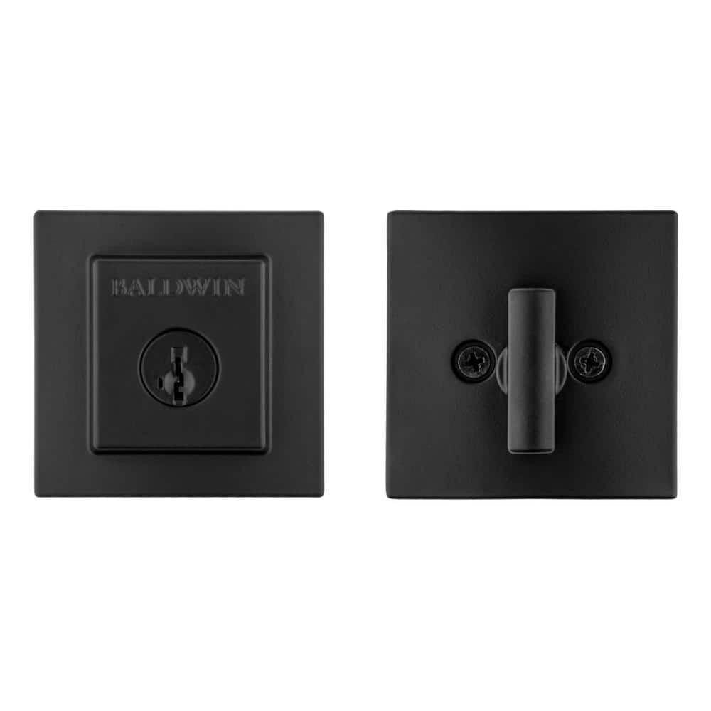 Matte Black Modern Square Single Cylinder Deadbolt