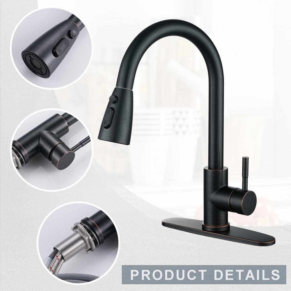 Oil Rubbed Bronze Pull Down Kitchen Faucet with Spray