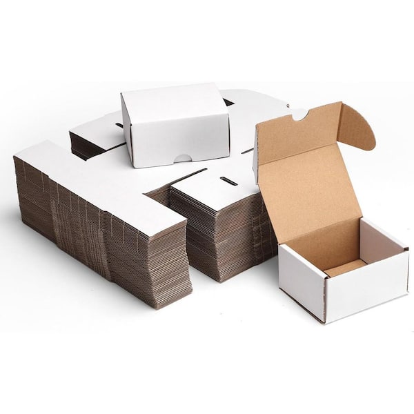 Unbranded 4 x 3 x 2 in. Corrugated Cardboard Mailer Boxes White Lightweight Durable Self-Locking for Small Business Gift Set of 50