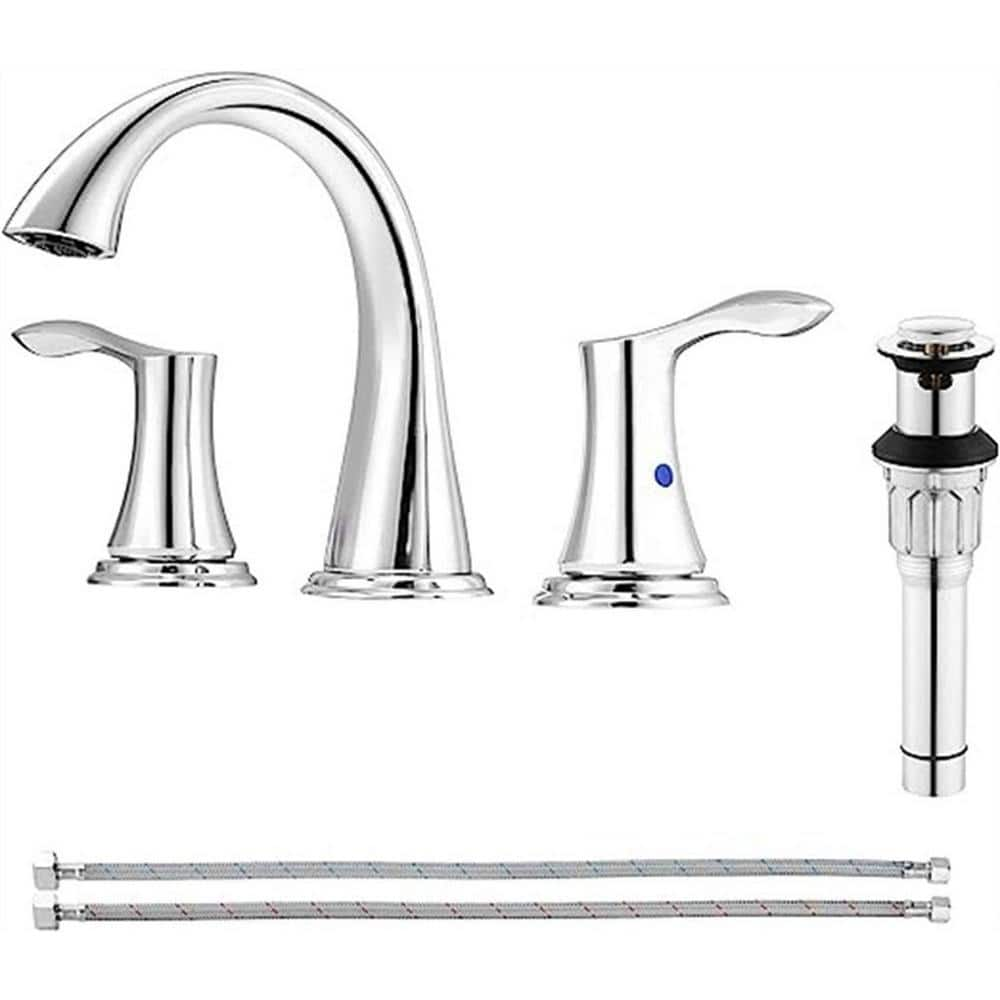 Dyiom Widespread 2Handles Bathroom Sink Faucet with Metal PopUp Sink