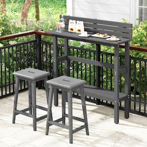48" Outdoor Bar Table with Storage Shelf & Adjustable Foot Pads for Hot Tub Gray